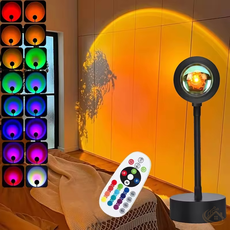 Sunset Projection Lamp — 16-Color Rainbow Aura Light with Remote