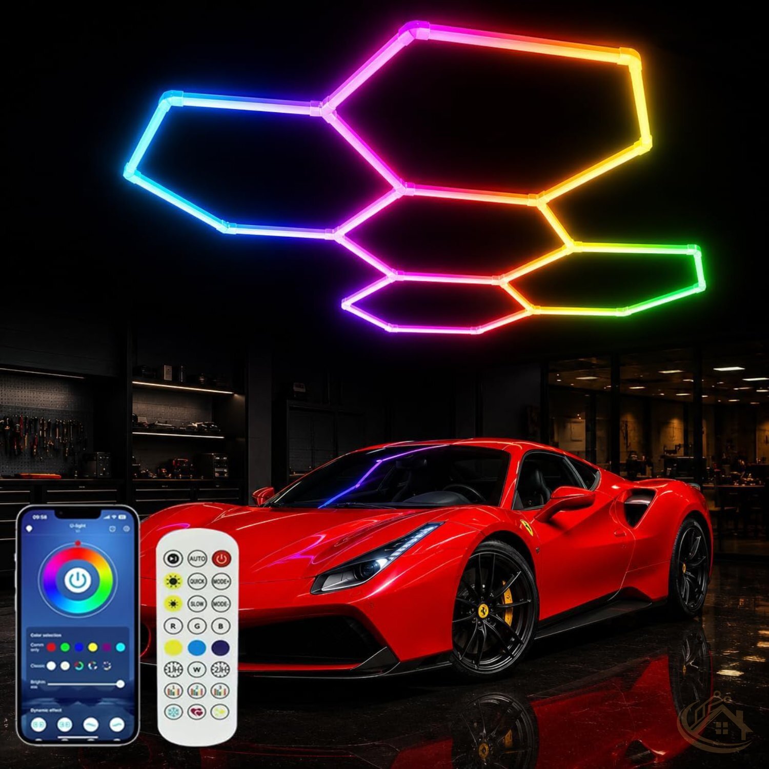 25-Pack RGB Hexagon Lights — Connectable Music Sync LED Ceiling & Wall Lighting System