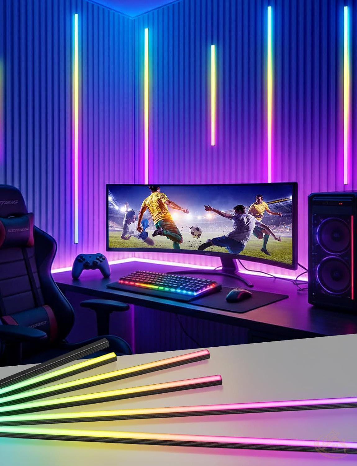RGB+IC Smart LED Light Bars — Color-Chasing Wall Accent Kit with WiFi & Alexa (6-Pack)